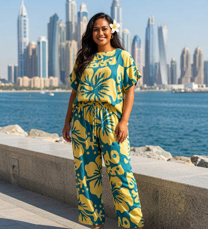 Tropical Hibiscus Rayon Matching Set