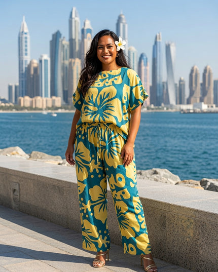 Tropical Hibiscus Rayon Matching Set