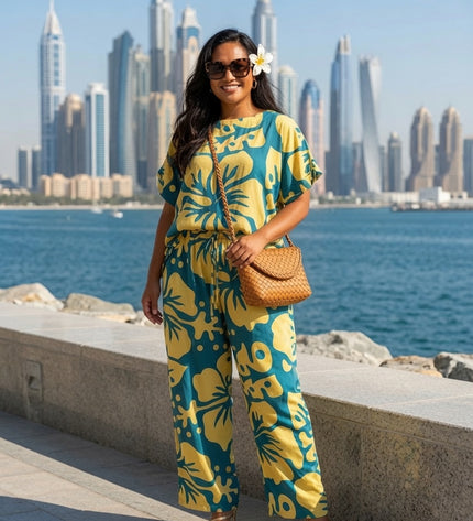 Tropical Hibiscus Rayon Matching Set