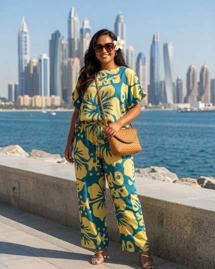Tropical Hibiscus Rayon Matching Set