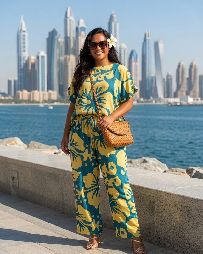 Tropical Hibiscus Rayon Matching Set