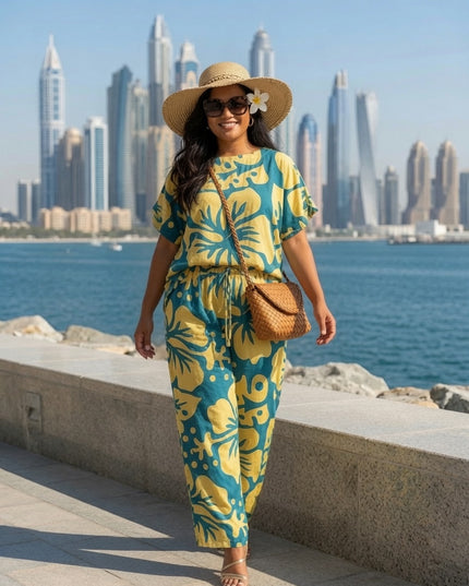 Tropical Hibiscus Rayon Matching Set