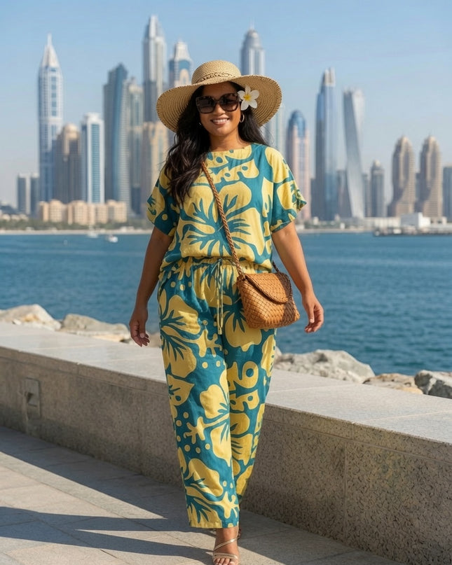 Tropical Hibiscus Rayon Matching Set