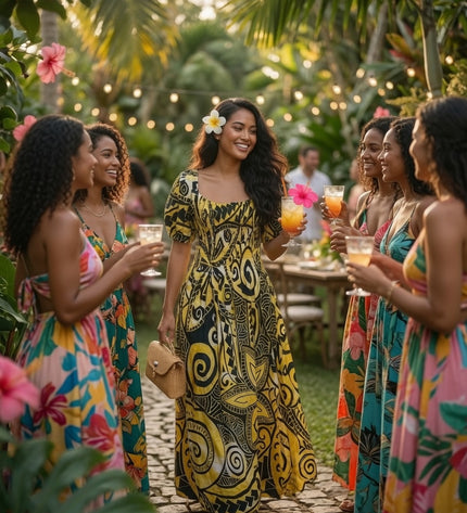 Golden Island Bloom Premium Rayon Maxi Dress