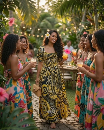 Golden Island Bloom Premium Rayon Maxi Dress