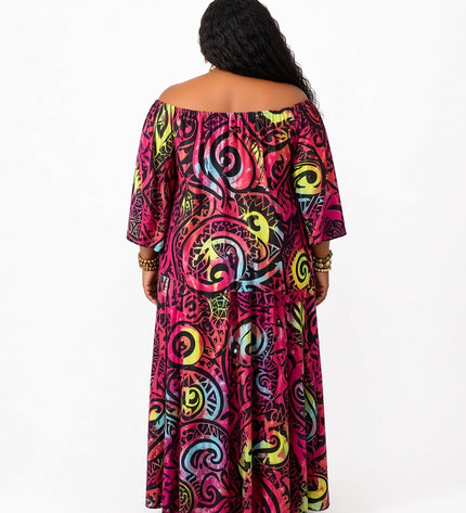 Vibrant Rayon Two-Piece Skirt & Top Set