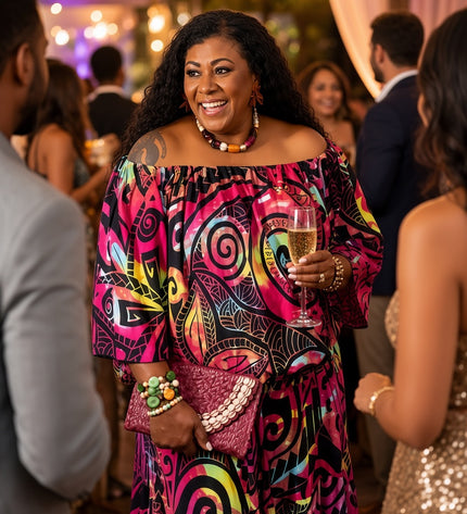 Vibrant Rayon Two-Piece Skirt & Top Set