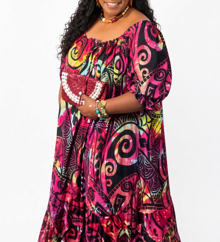 Island Bloom Purple Rayon Maxi Dress