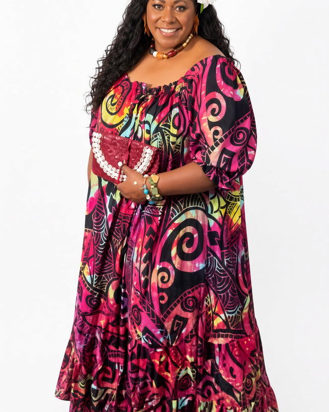 Island Bloom Purple Rayon Maxi Dress