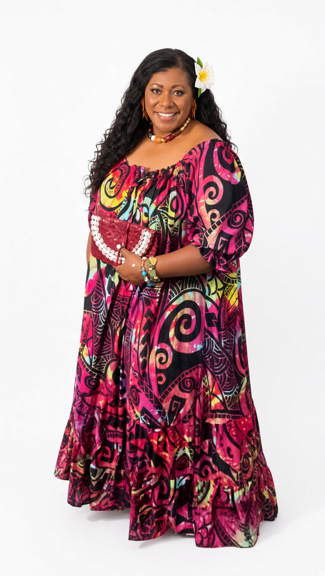 Island Bloom Purple Rayon Maxi Dress