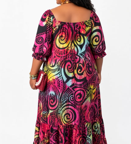 Island Bloom Purple Rayon Maxi Dress