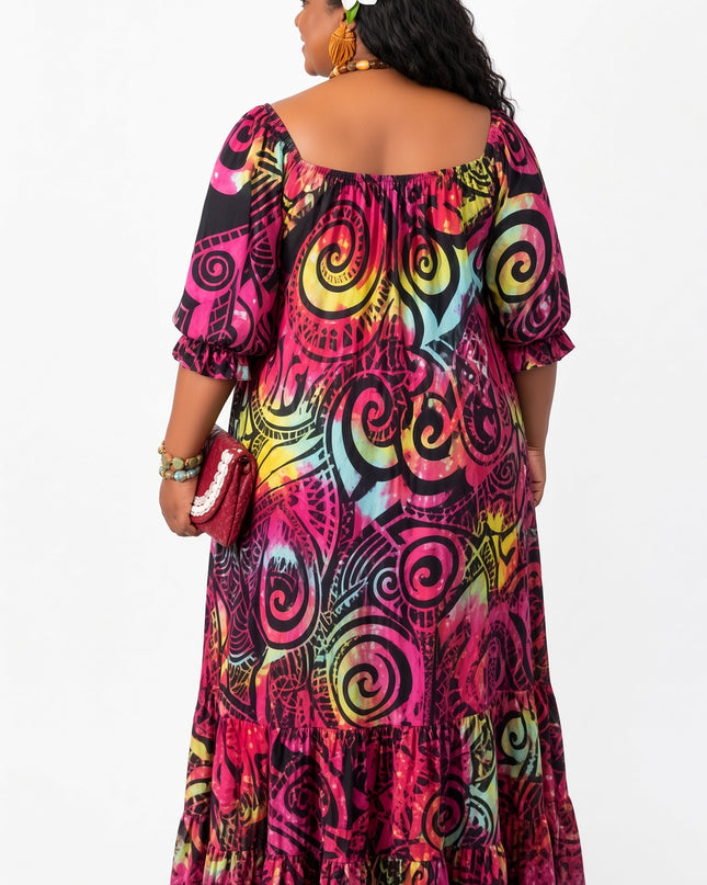 Island Bloom Purple Rayon Maxi Dress