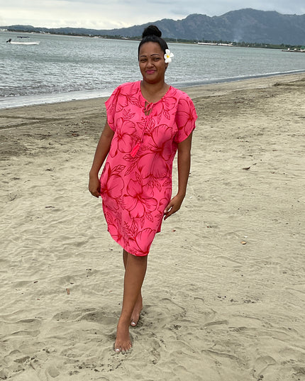Hibiscus pink medi short dress