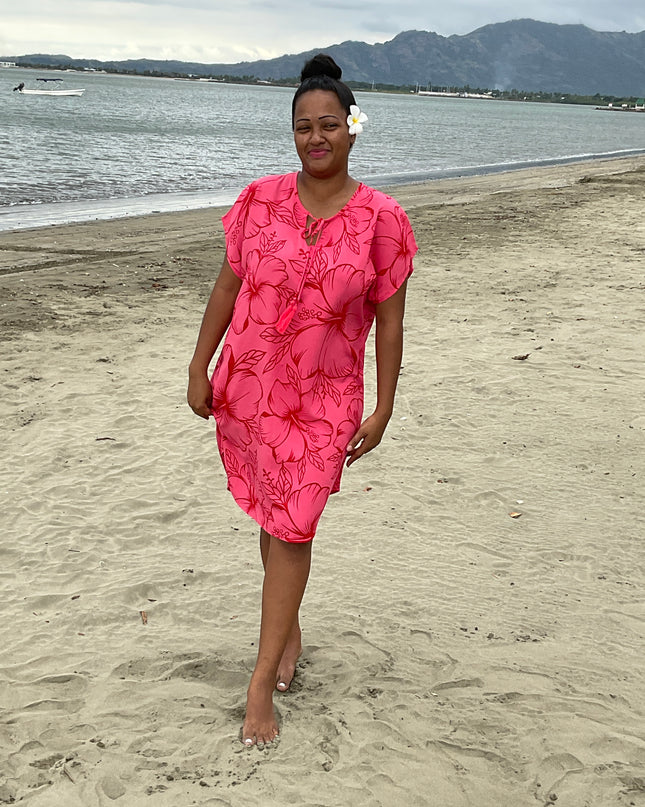 Hibiscus pink medi short dress