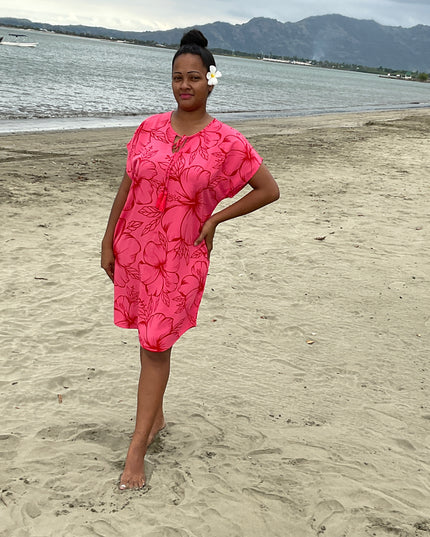 Hibiscus pink medi short dress
