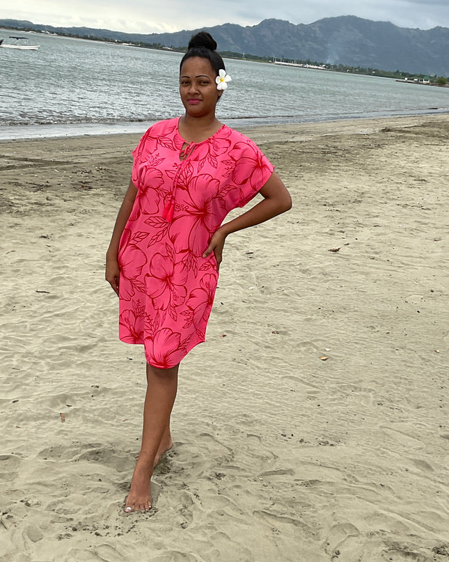 Hibiscus pink medi short dress