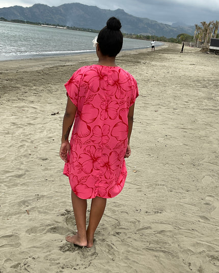 Hibiscus pink medi short dress
