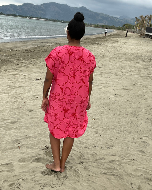 Hibiscus pink medi short dress