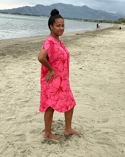Hibiscus pink medi short dress