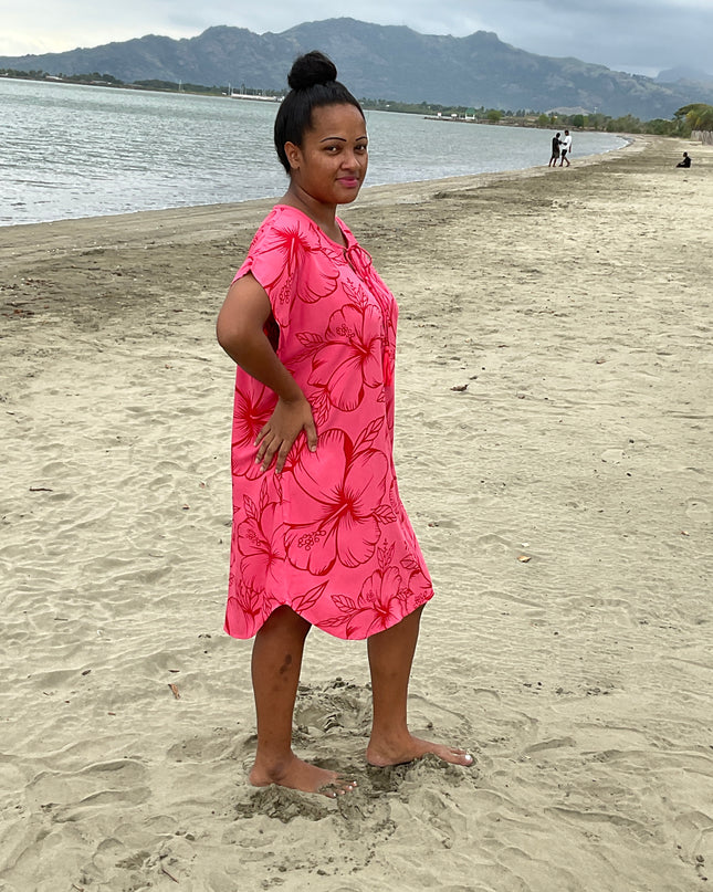 Hibiscus pink medi short dress