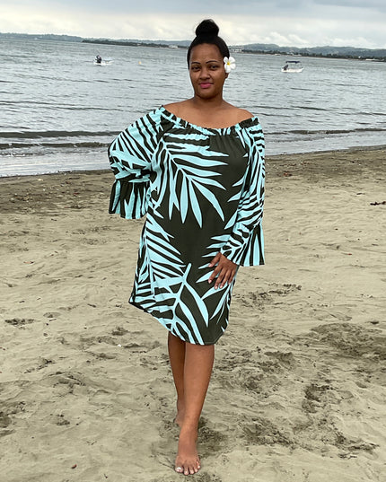 Olive fern print medi dress