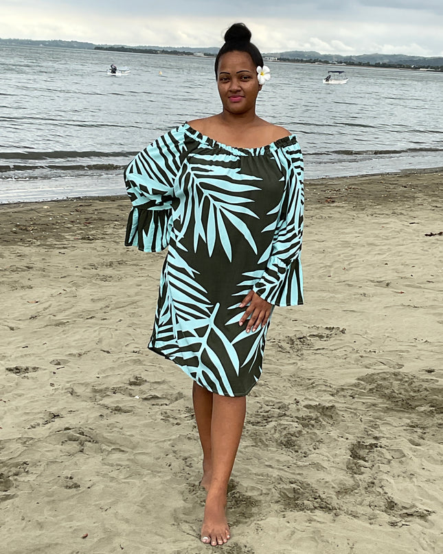 Olive fern print medi dress