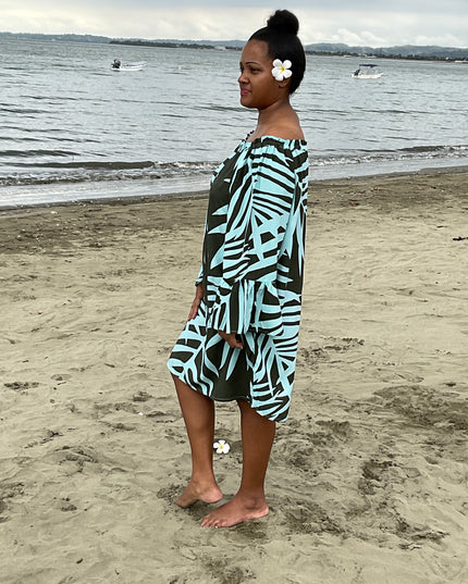 Olive fern print medi dress