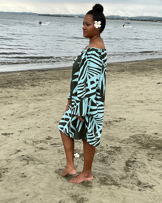 Olive fern print medi dress