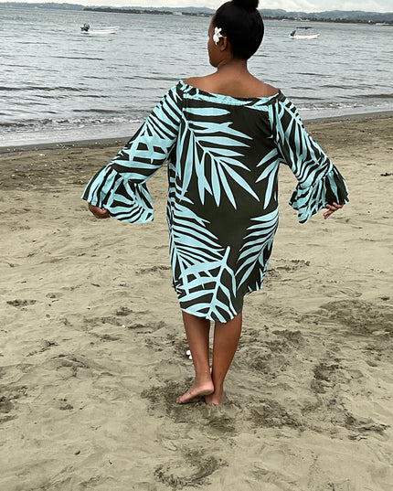 Olive fern print medi dress