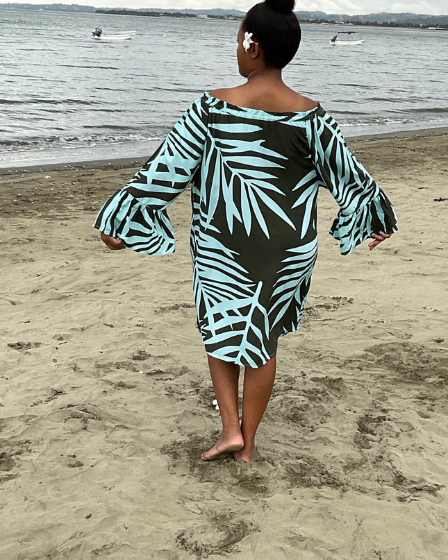 Olive fern print medi dress