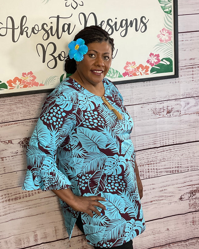 TURQUOISE MAROON DRAWSTRING KAFTAN