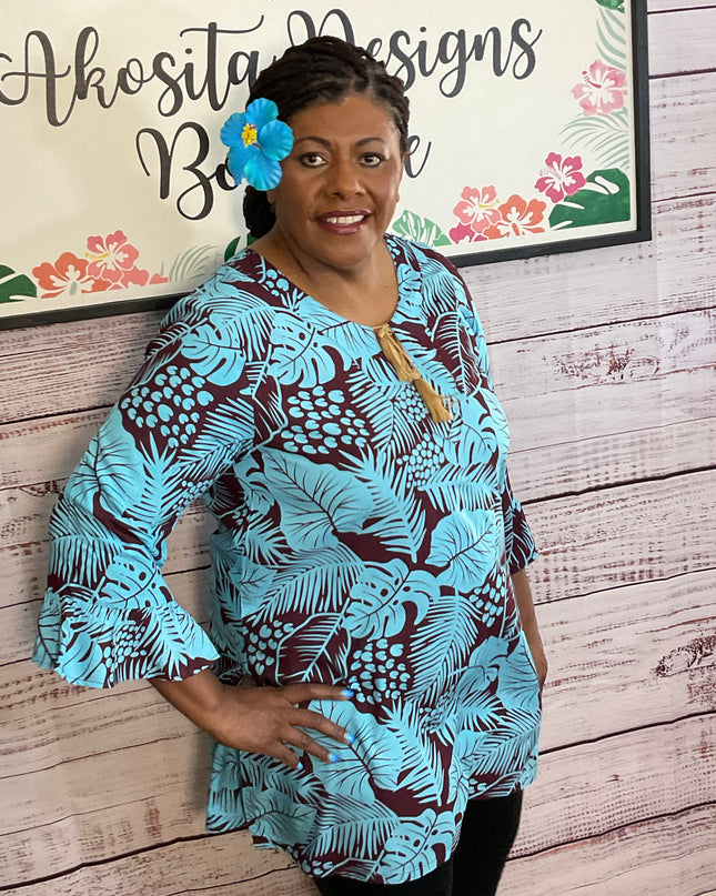 TURQUOISE MAROON DRAWSTRING KAFTAN