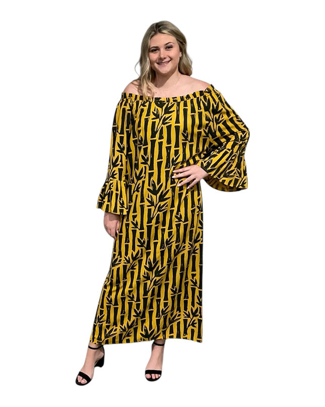 Off-Shoulder Rayon Maxi Dress