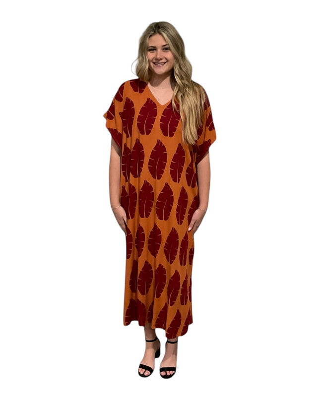 V-Neck Kaftan Long Dress