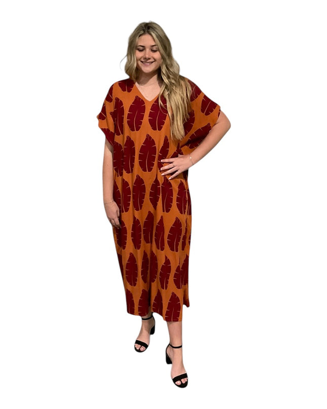 V-Neck Kaftan Long Dress