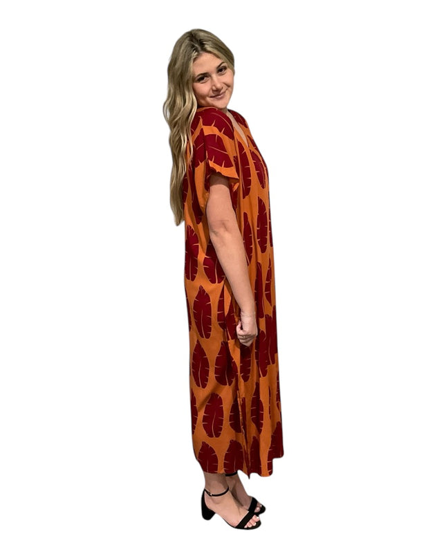 V-Neck Kaftan Long Dress