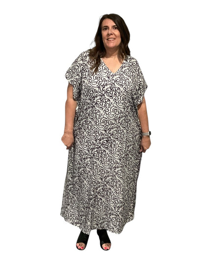 V-Neck Kaftan Long Dress