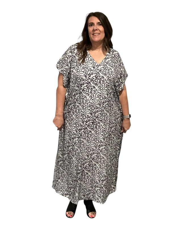 V-Neck Kaftan Long Dress