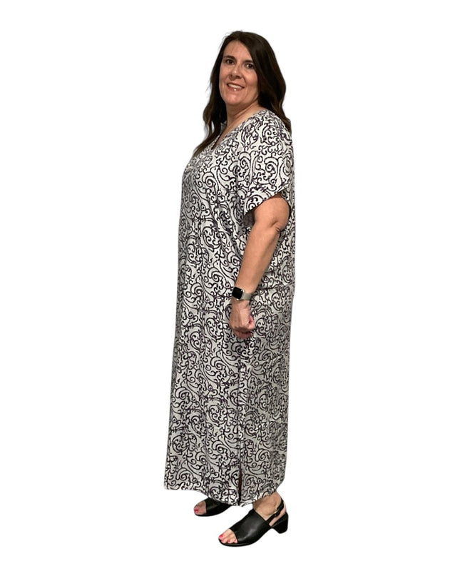 V-Neck Kaftan Long Dress