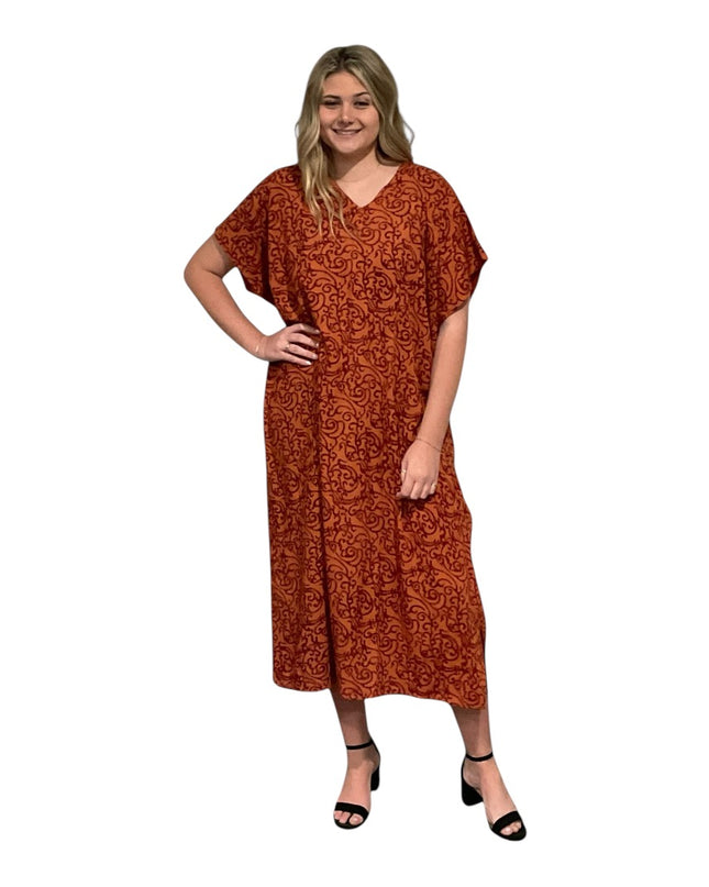 V-Neck Kaftan Long Dress