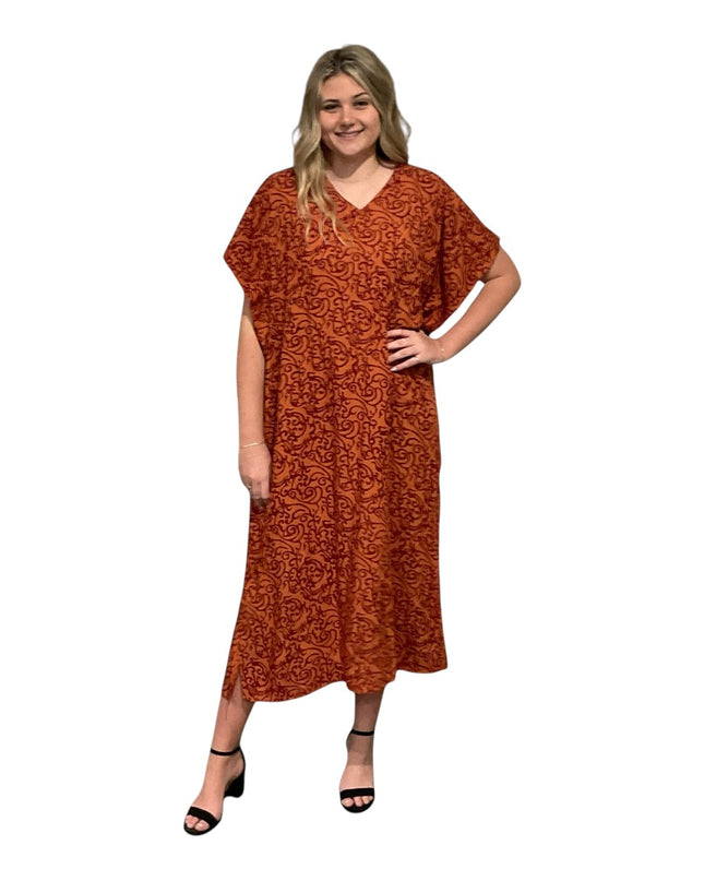 V-Neck Kaftan Long Dress