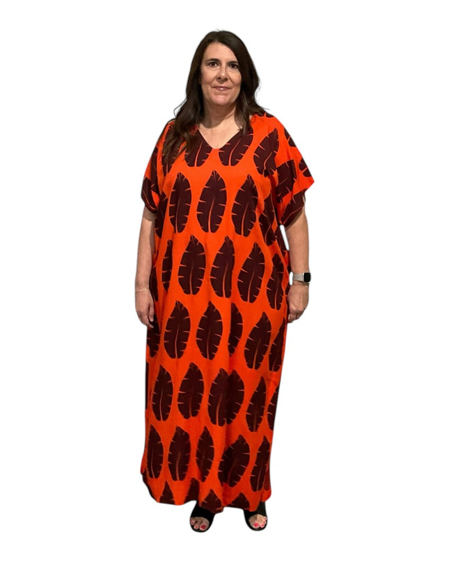 V-Neck Kaftan Long Dress
