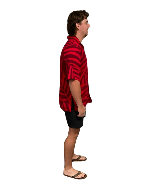 Fern print red men's shirt