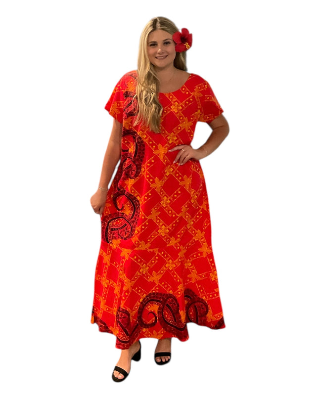 Red Cotton Fishtail Dresss