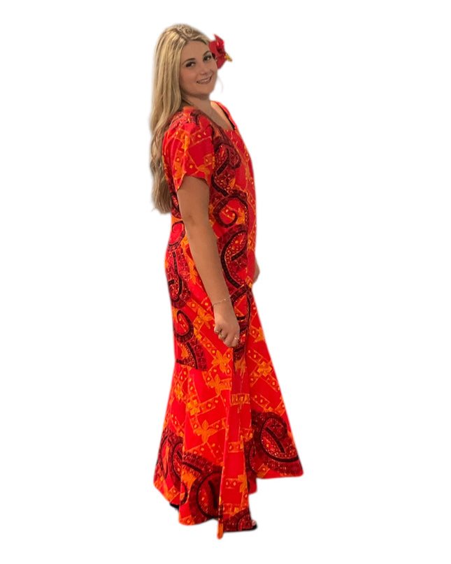 Red Cotton Fishtail Dresss