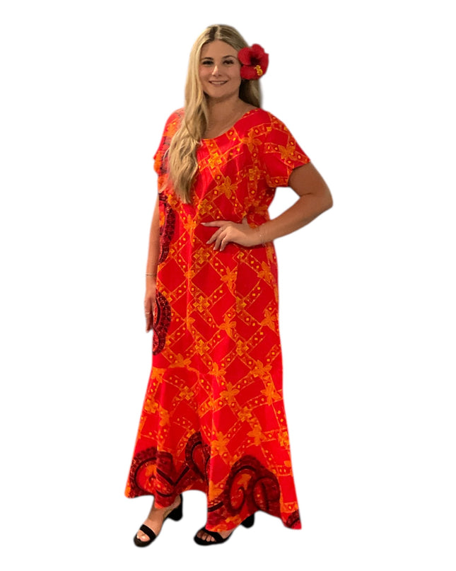 Red Cotton Fishtail Dresss