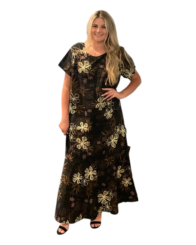 Black & Gold Cotton Fishtail Dress