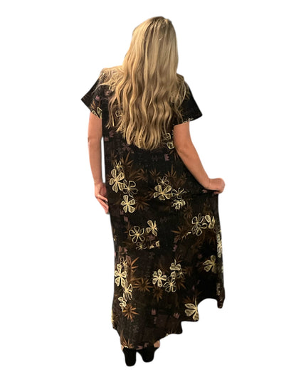 Black & Gold Cotton Fishtail Dress