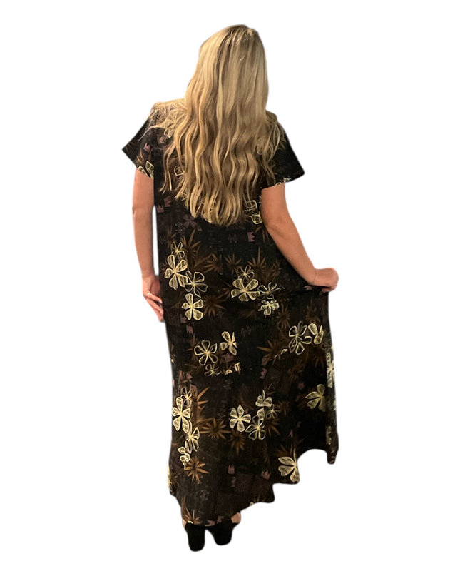 Black & Gold Cotton Fishtail Dress