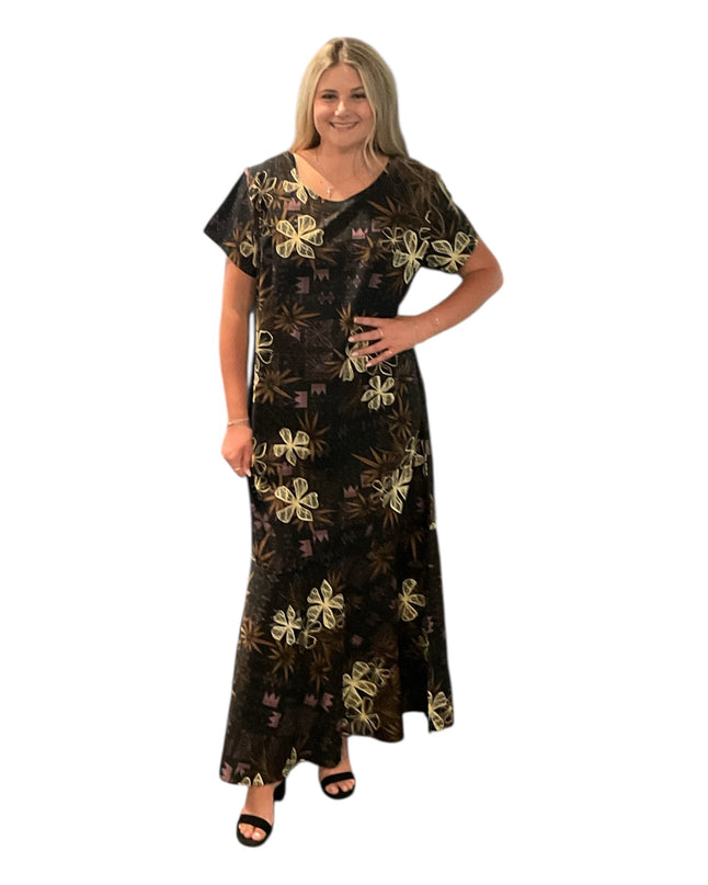 Black & Gold Cotton Fishtail Dress